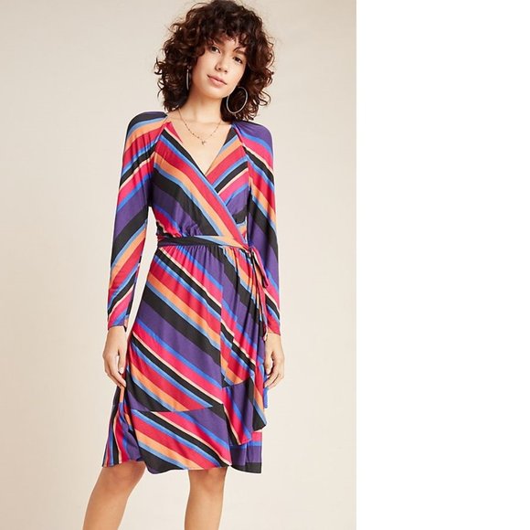 Anthropologie Dresses & Skirts - Anthropologie Angelique Wrap Striped Mini Dress